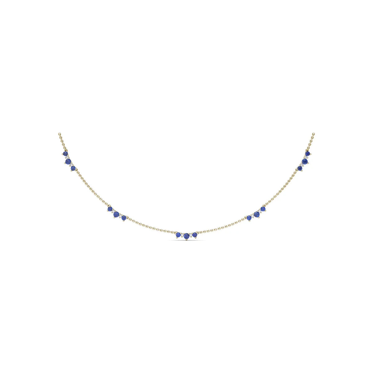 Five Stone Sapphire and Station Necklace