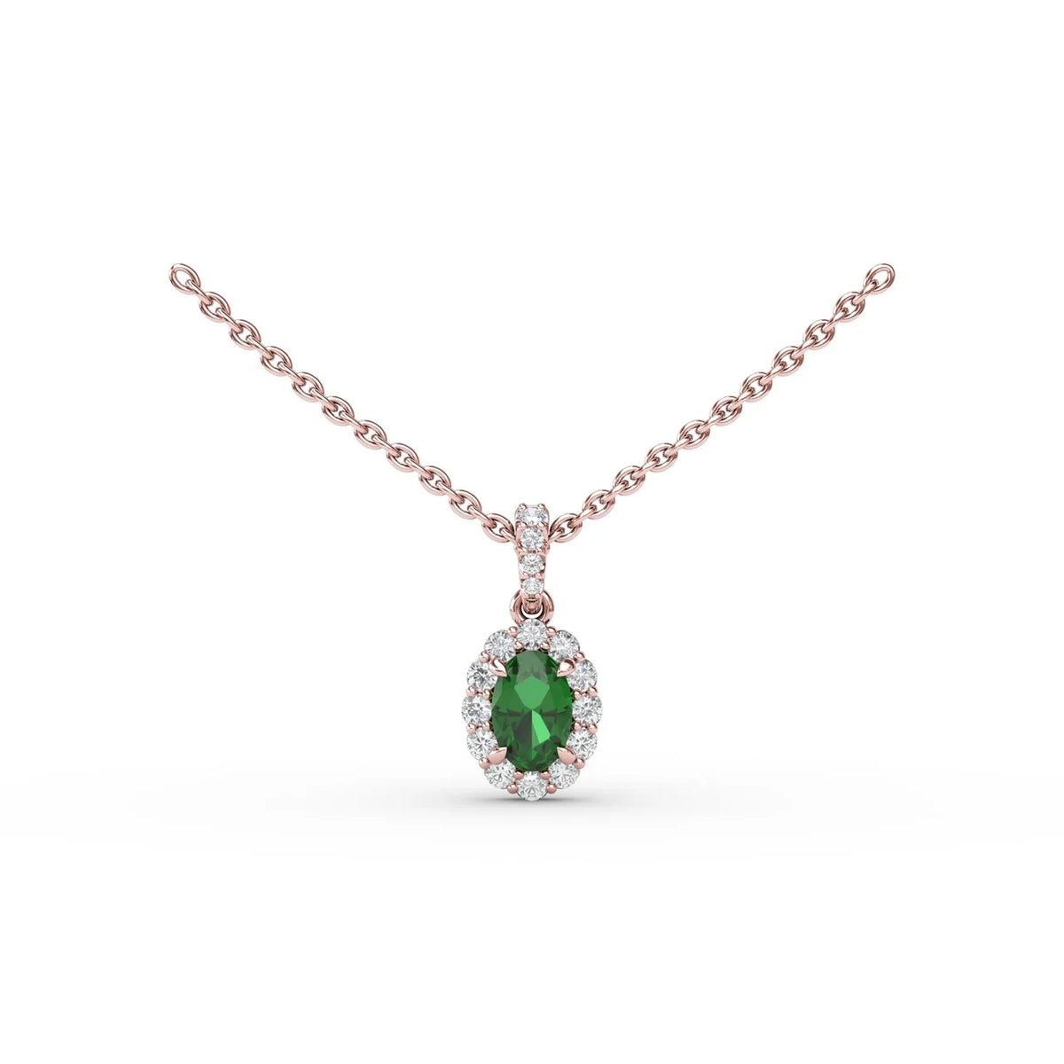 Emerald and Halo Necklace