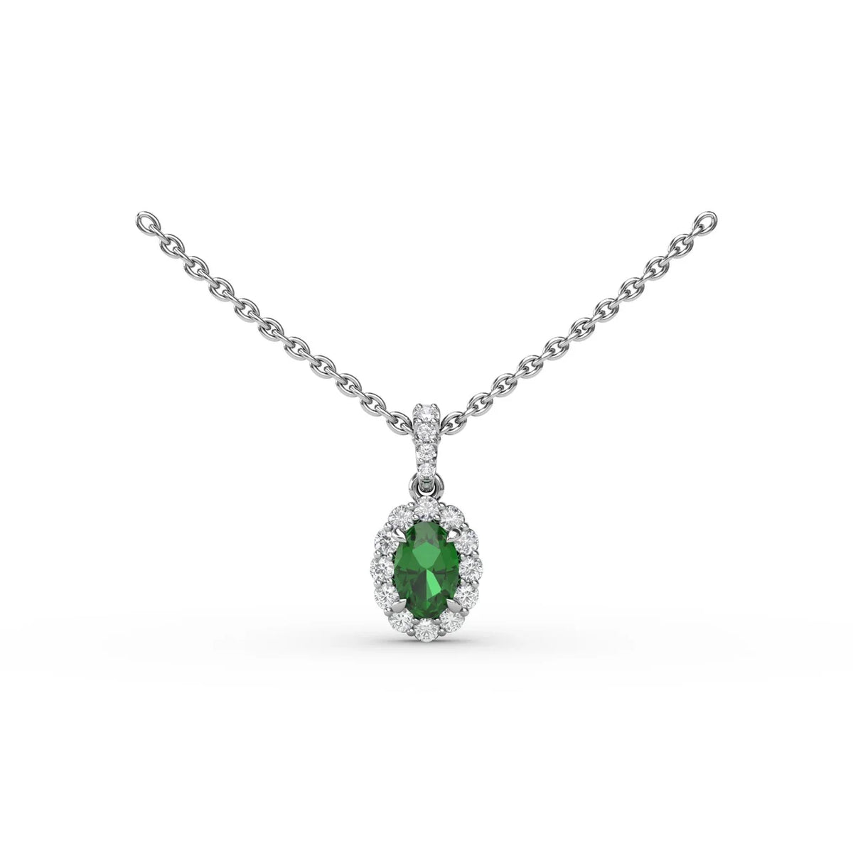Emerald and Halo Necklace