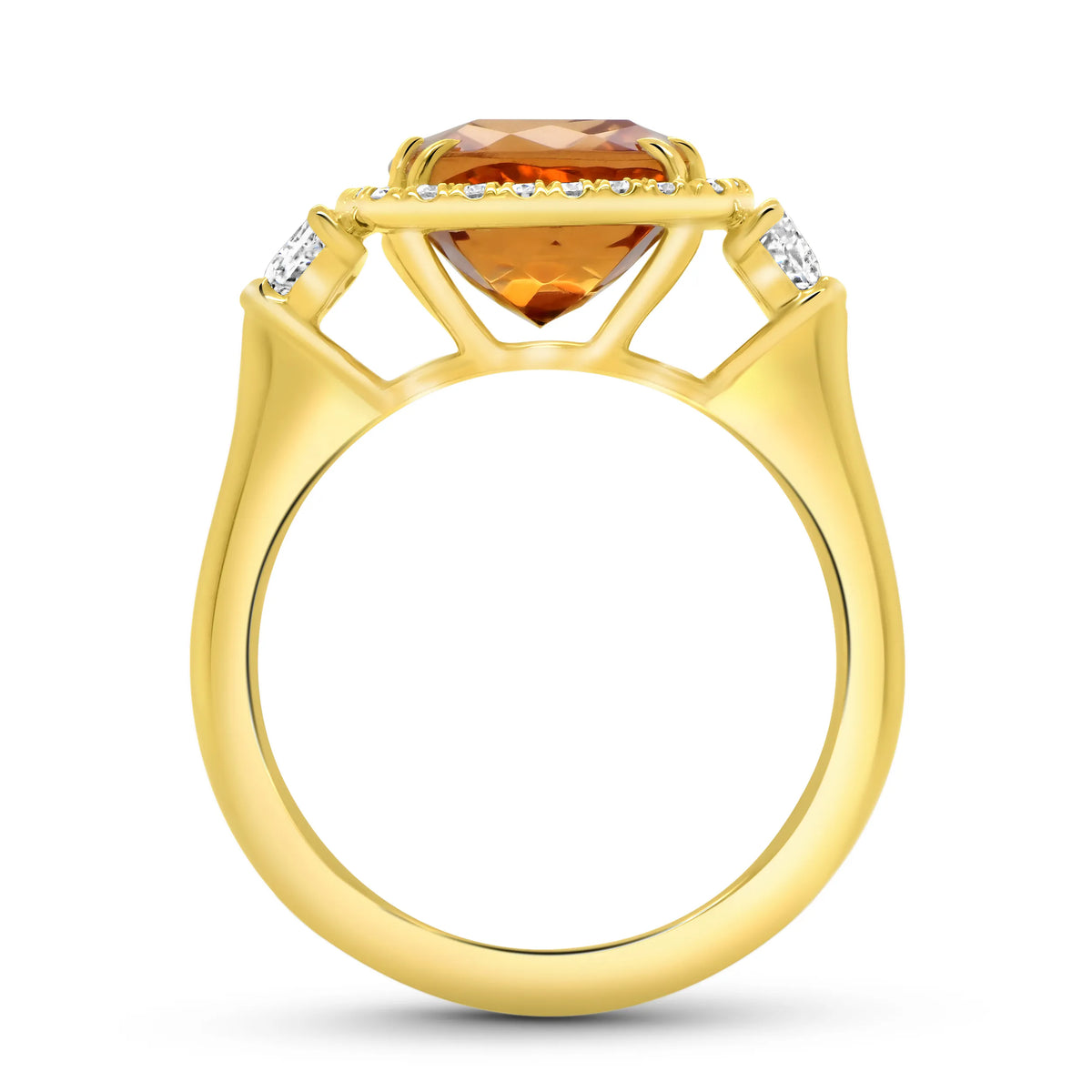 Uneek Precious Collection Three-Stone Cushion Cut Topaz Engagement Ring