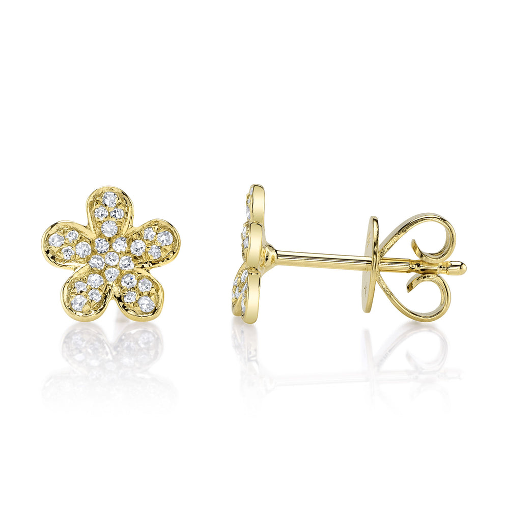 0.16Ct 14K Y/G Diamond Flower Stud Earring
