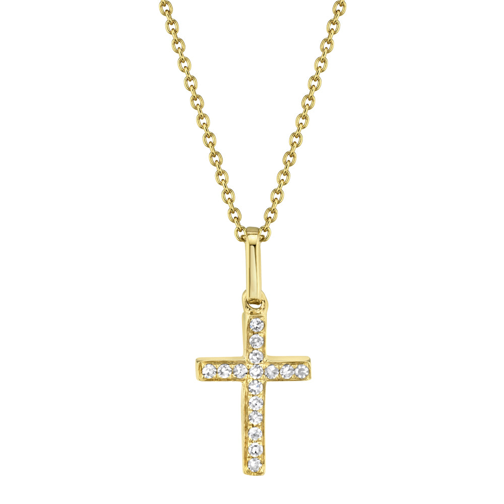 0.06Ct 14K Y/G Diamond Cross Necklace