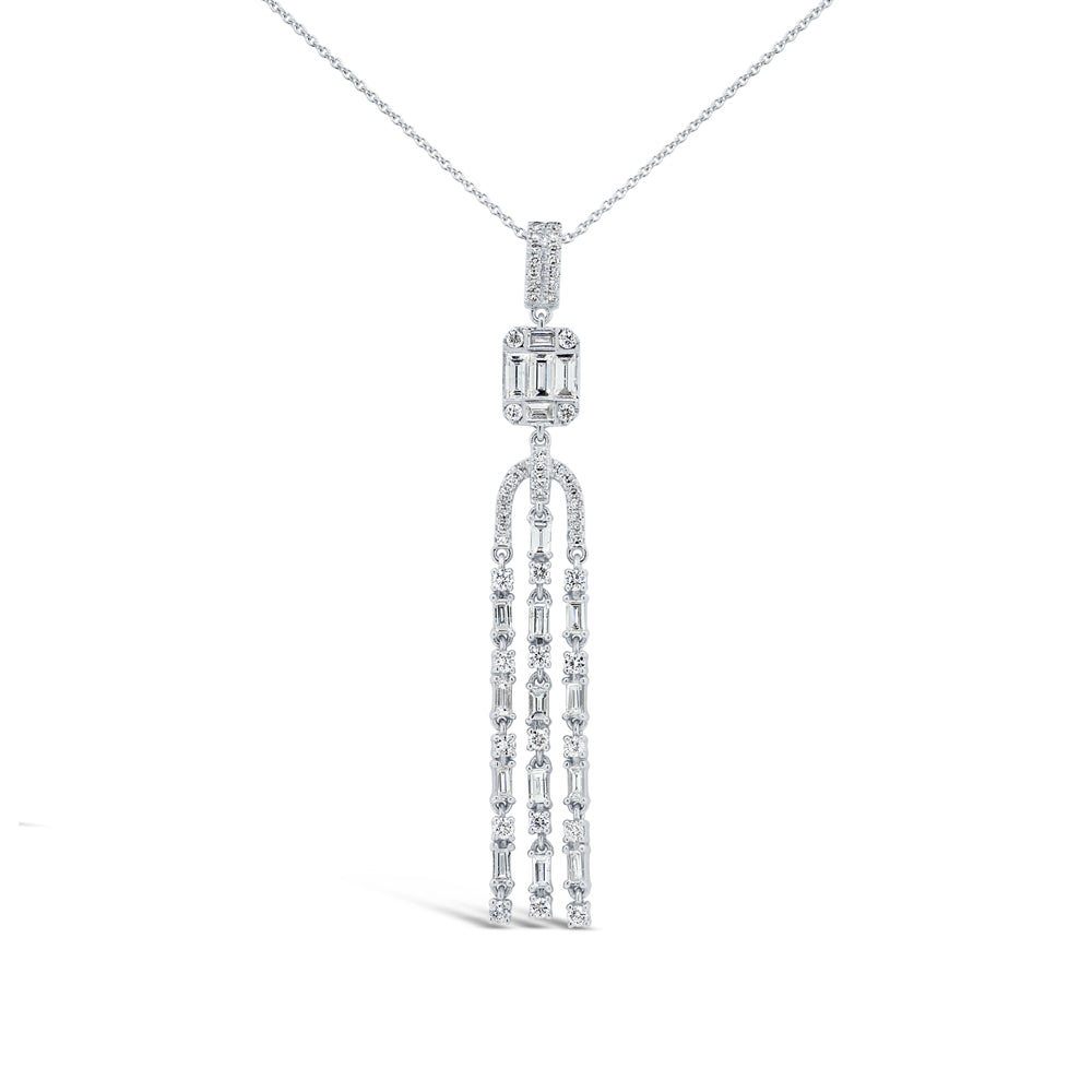 0.90Ct 14K W/G Diamond Baguette Necklace