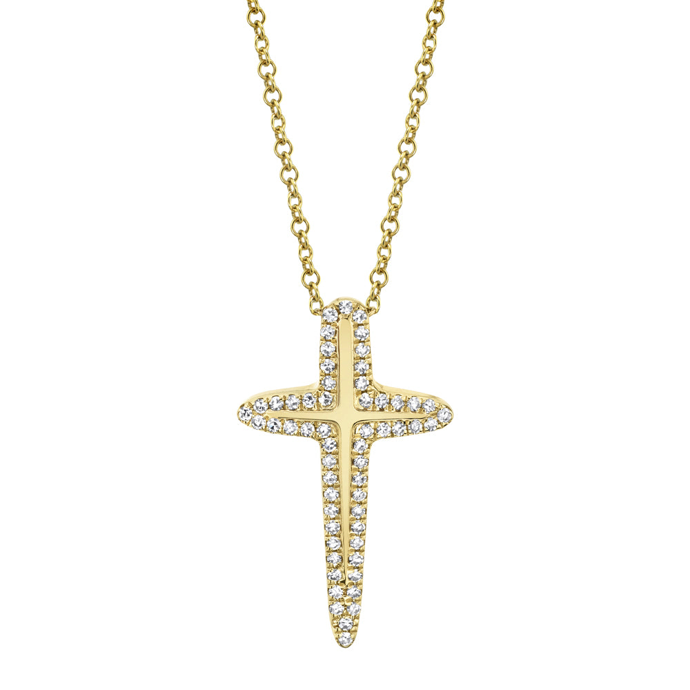 0.13Ct 14K Y/G Diamond Cross Necklace