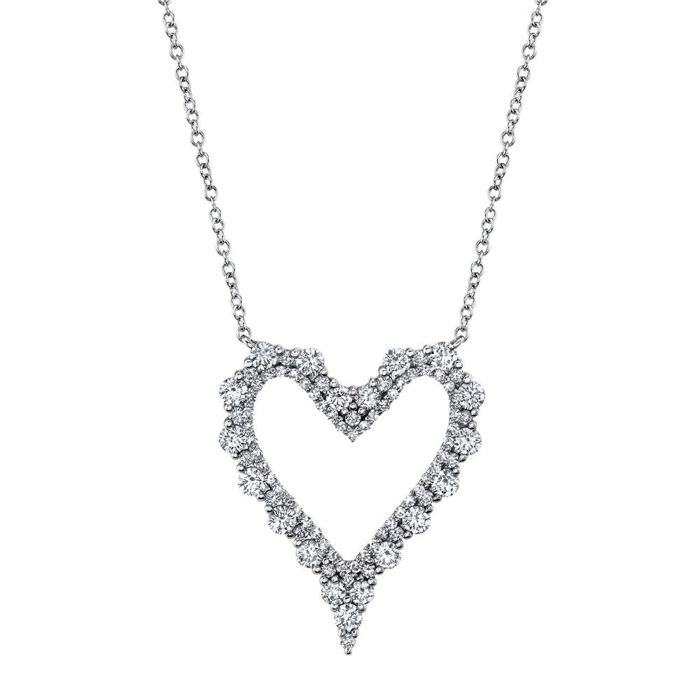 0.94Ct 14K W/G Diamond Heart Necklace