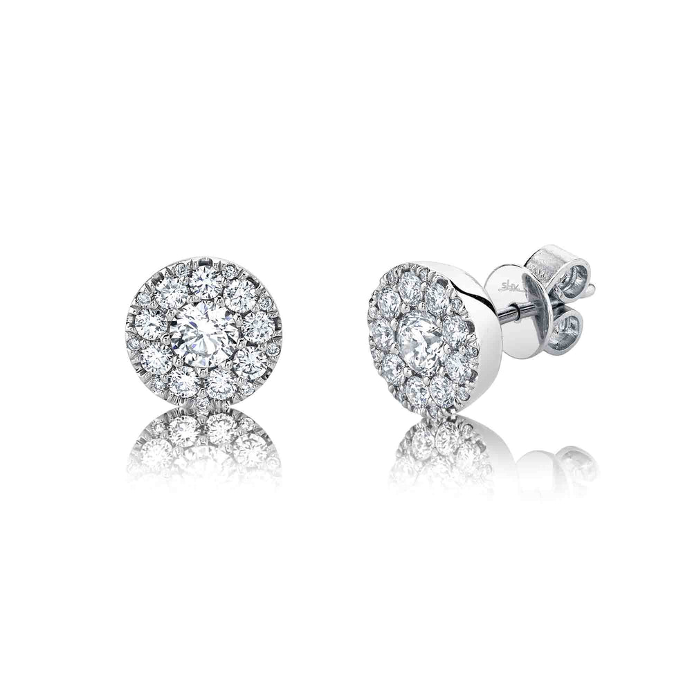 0.24Ct-Ctr(Round) 0.26Ct-Side 14K W/G Diamond Cluster Stud Earring
