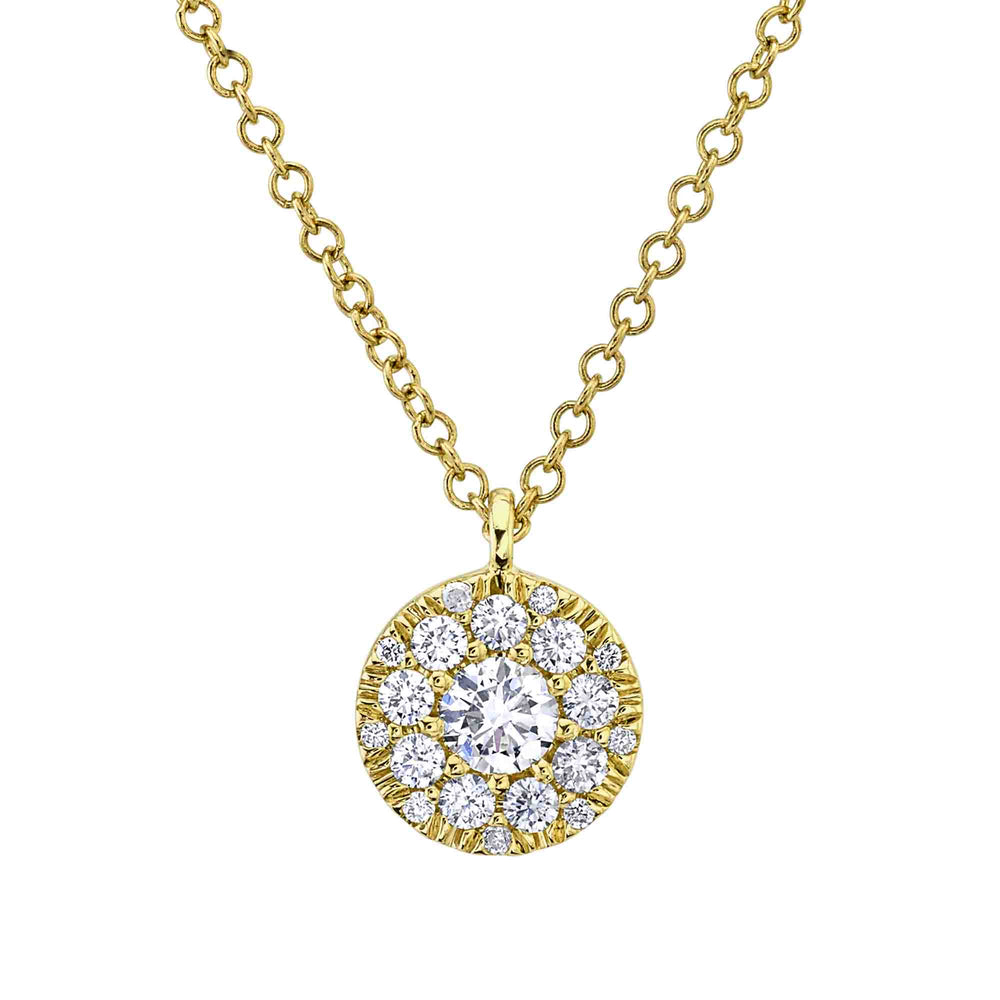 0.10Ct-Ctr(Round) 0.13Ct-Side 14K Y/G Diamond Cluster Necklace