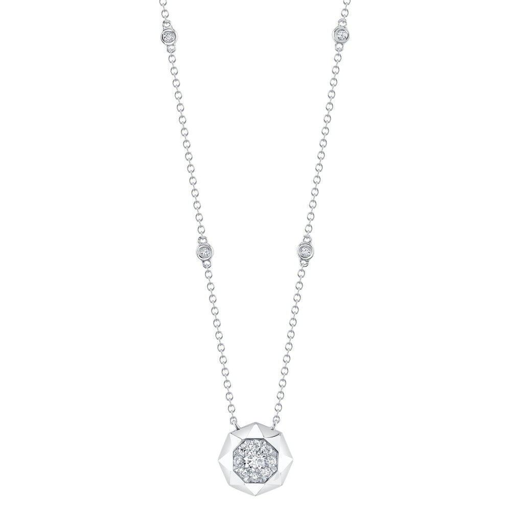 0.34Ct 14K W/G Diamond Octagon Necklace