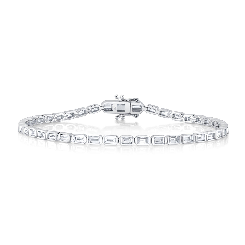 2.20Ct 14K W/G Diamond Baguette Bezel Tennis Bracelet