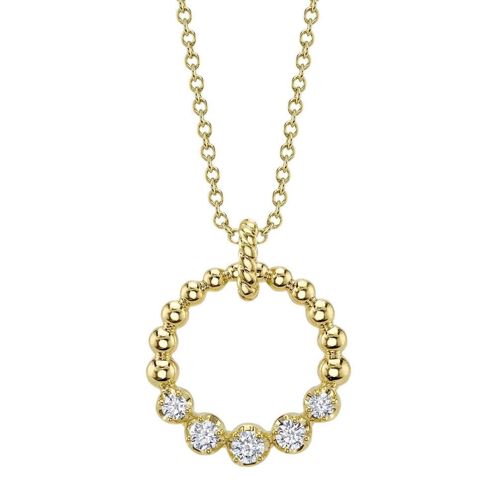 0.16Ct 14K Y/G Diamond Circle Crown Setting Necklace