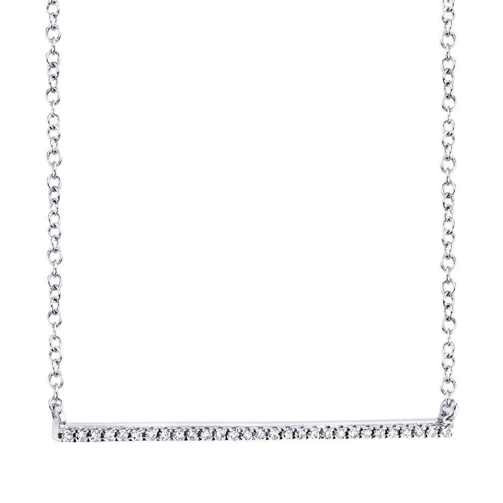 0.08Ct 14K W/G Diamond Bar Necklace