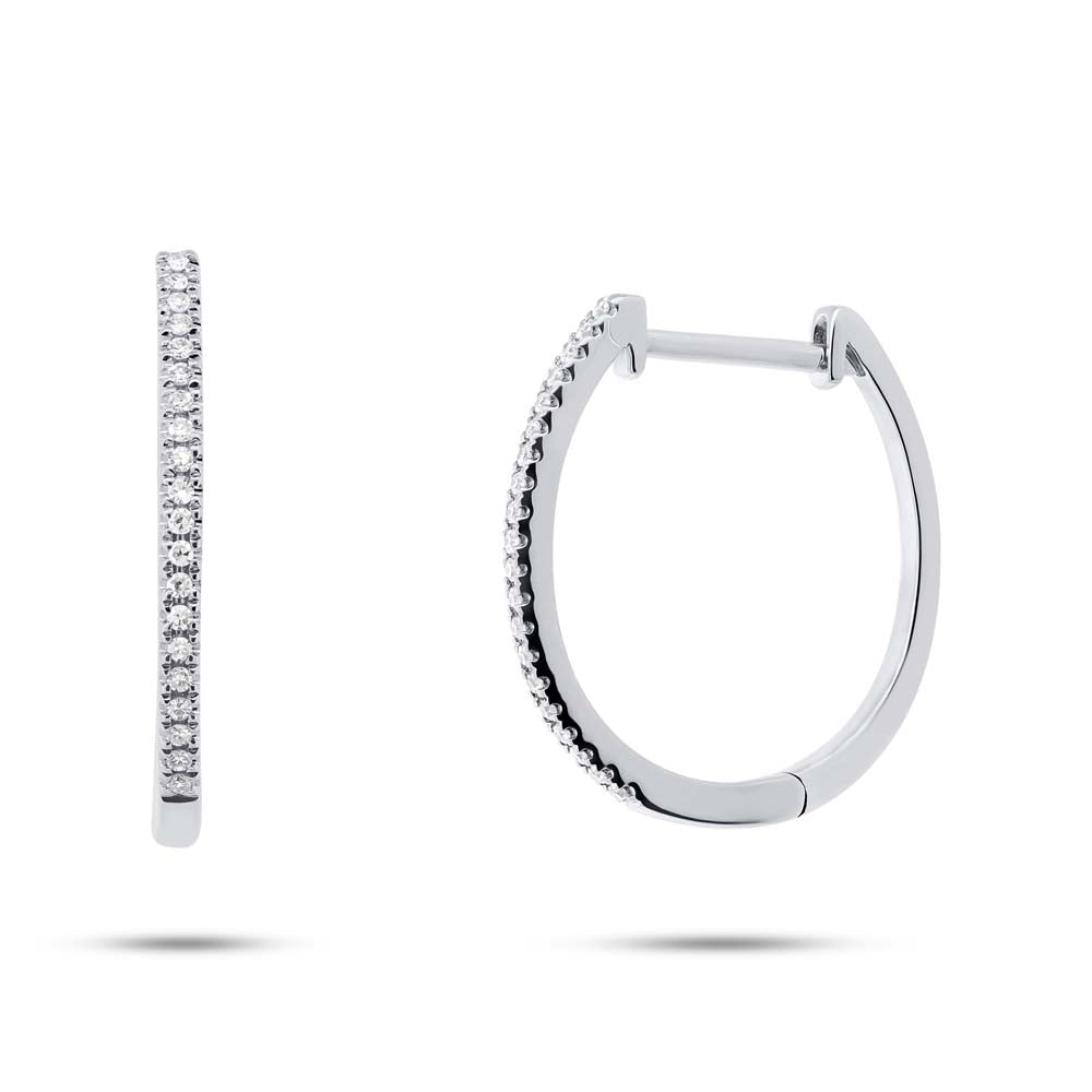 0.11Ct 14K W/G Diamond Oval Hoop Earring