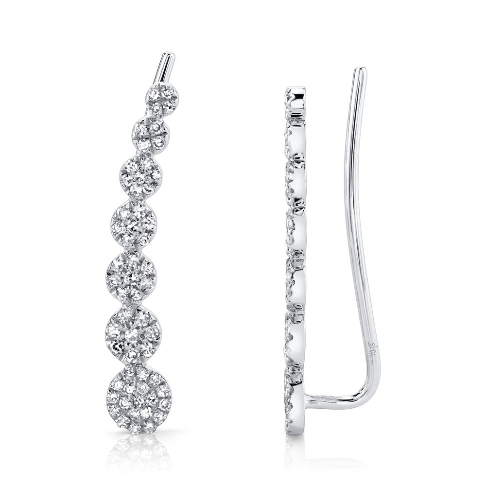 0.25Ct 14K W/G Diamond Ear Crawler Earring
