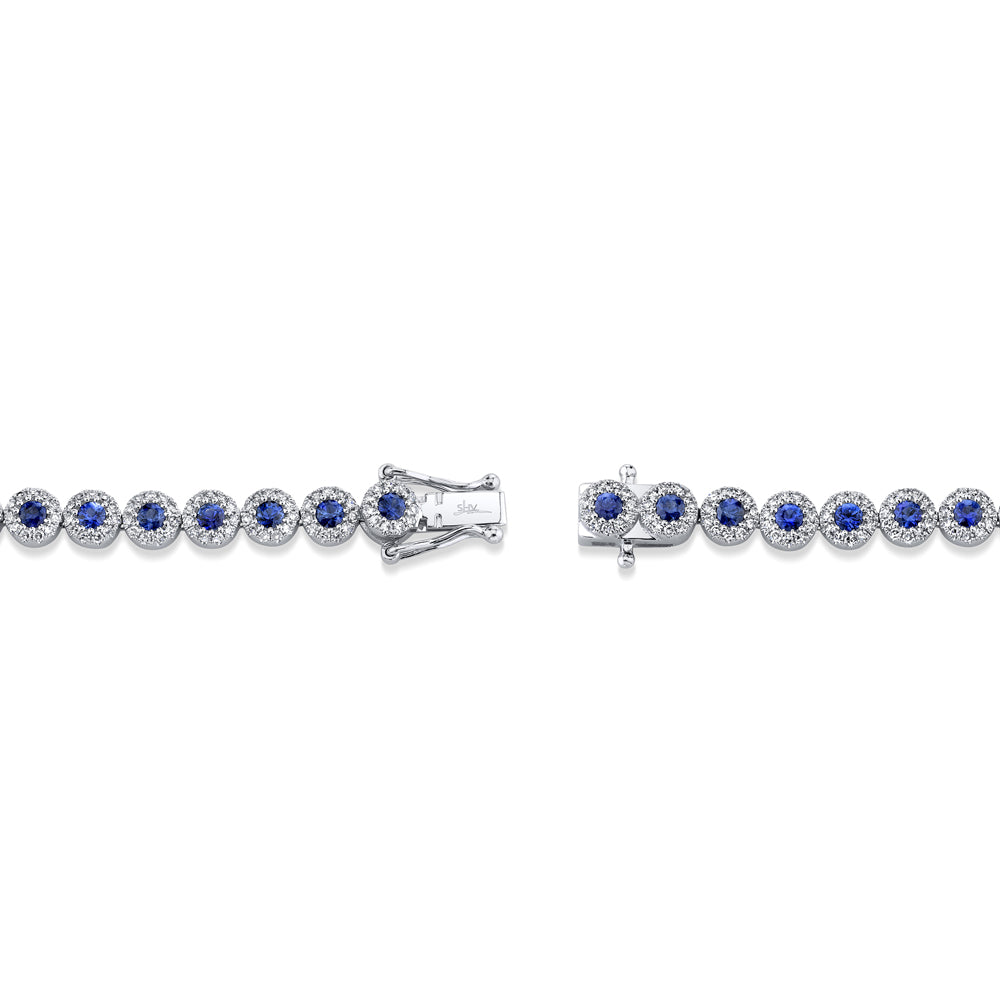1.22Ct Diamond & 2.44Ct Blue Sapphire 14K W/G Lady's Bracelet