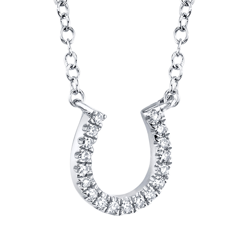 0.06Ct 14K W/G Diamond Horseshoe Necklace
