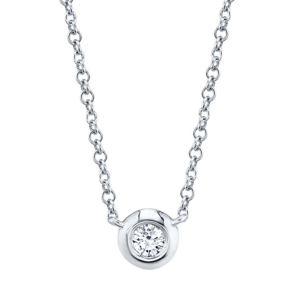 0.05Ct 14K W/G Diamond Bezel Necklace