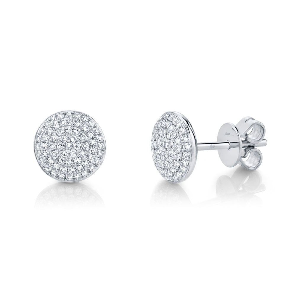 0.36Ct 14K W/G Diamond Pave Circle Stud Earring