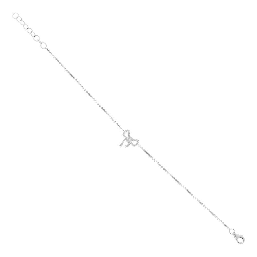 0.11Ct 14K W/G Diamond Bow Bracelet