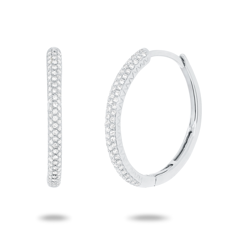 0.30Ct 14K W/G Diamond Pave Hoop Earring