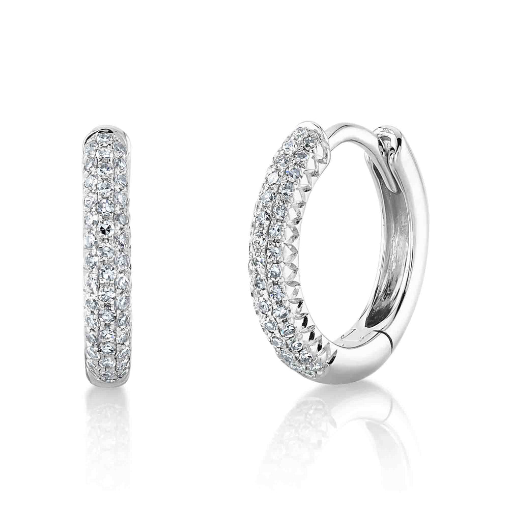 0.20Ct 14K W/G Diamond Pave Huggie Earring