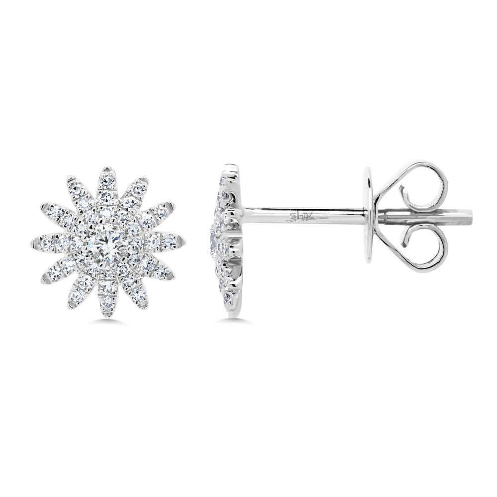 0.24Ct 14K W/G Diamond Starburst Stud Earring