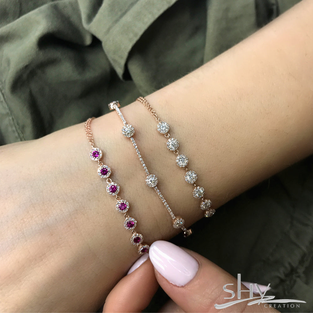 0.21Ct Diamond & 0.52Ct Ruby 14K R/G Bracelet