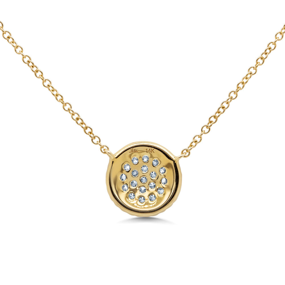 0.27Ct 14K Y/G Diamond Pave Circle Necklace