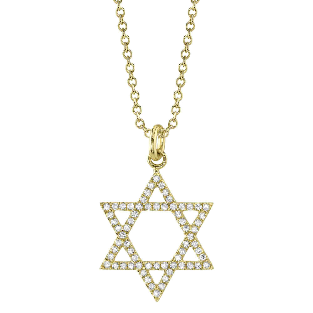 0.15Ct 14K Y/G Diamond Star Of David Necklace