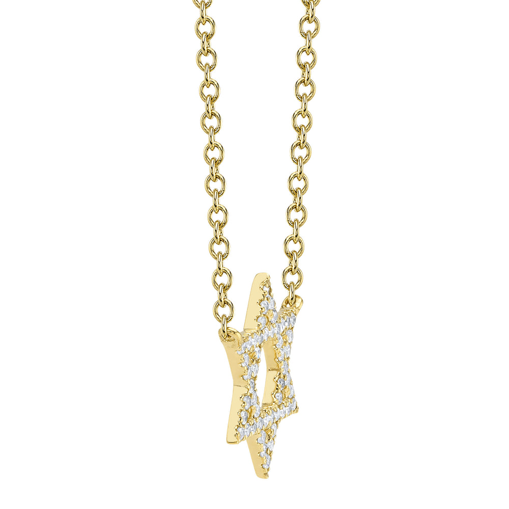0.11Ct 14K Y/G Diamond Star Of David Necklace