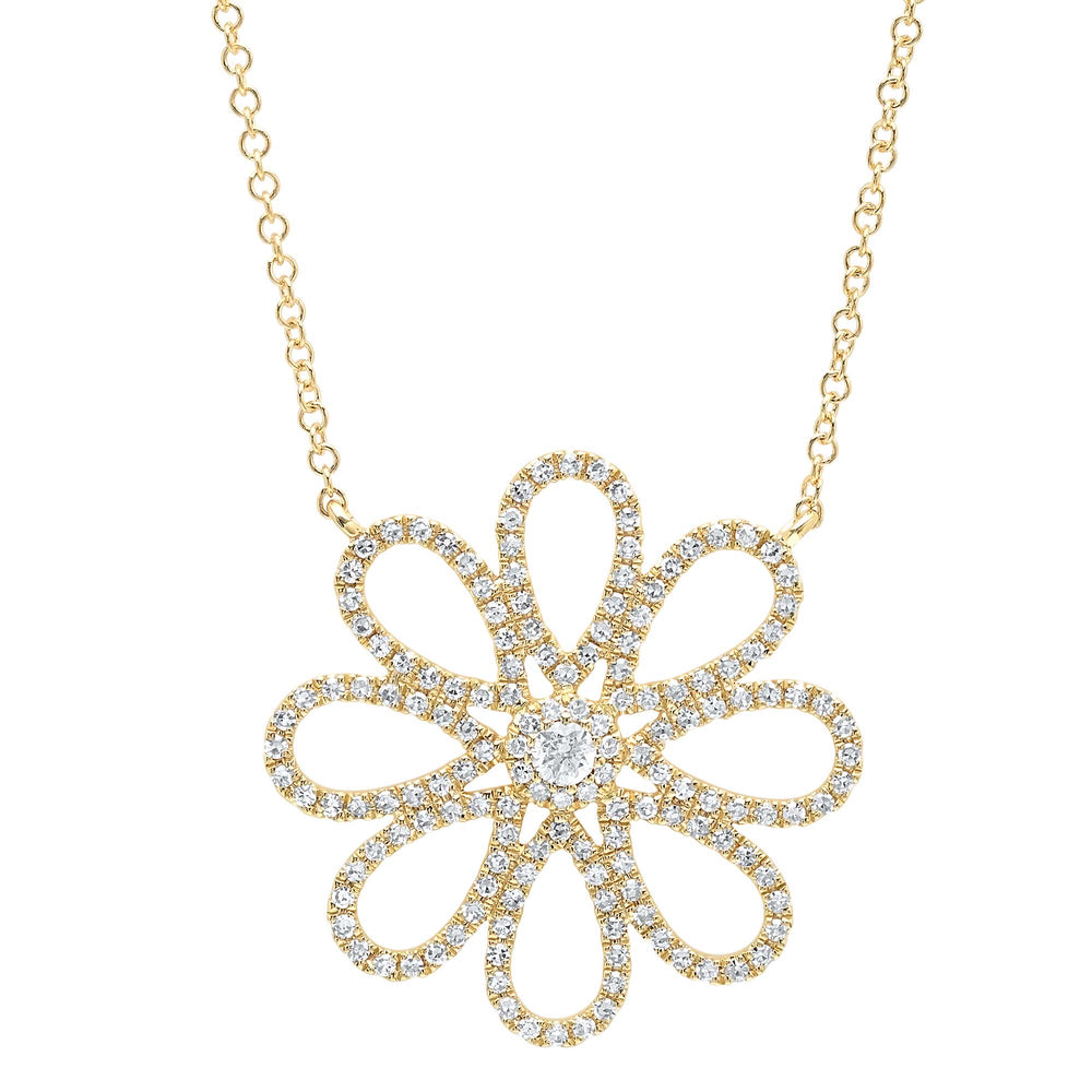 0.47Ct 14K Y/G Diamond Flower Necklace