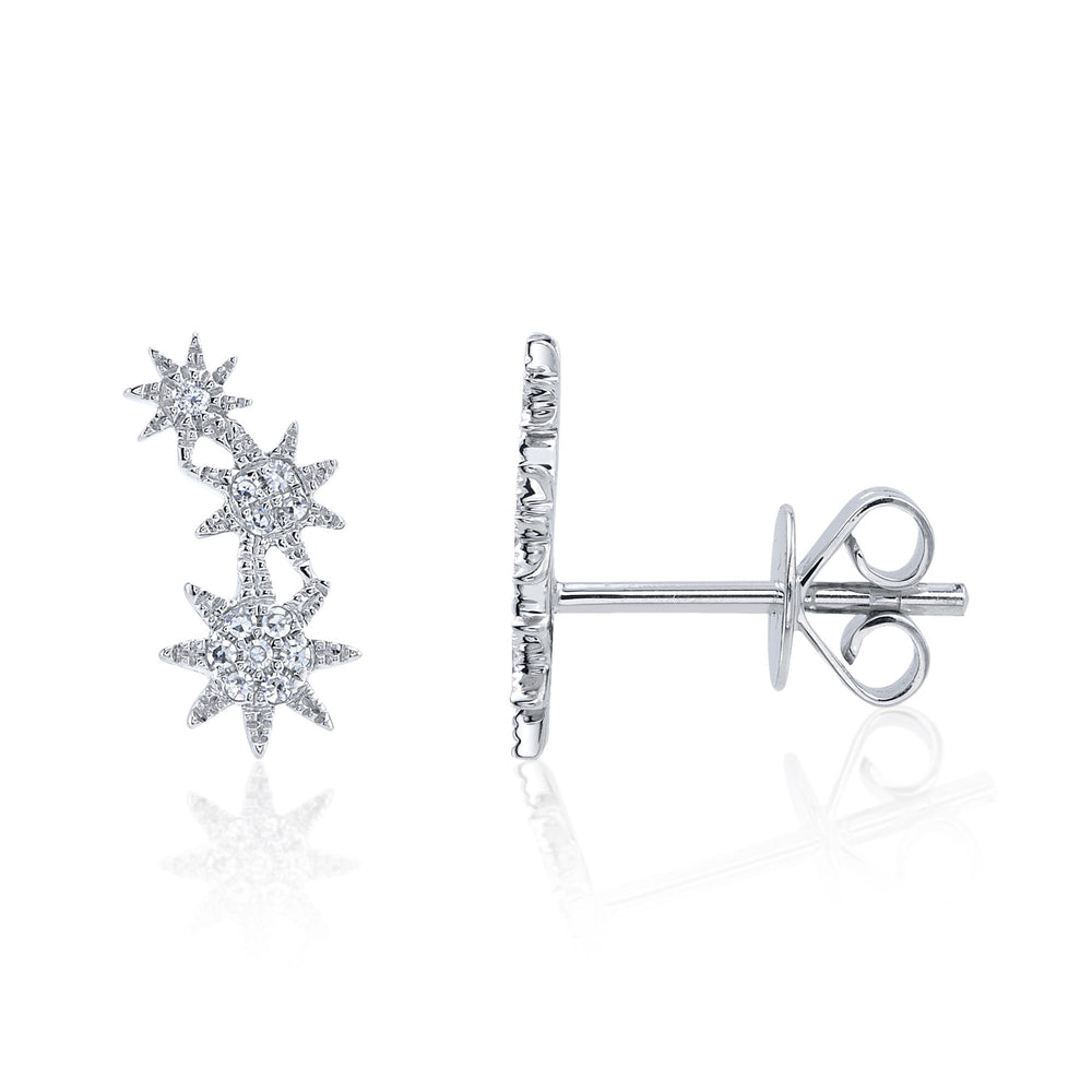 0.06Ct 14K W/G Diamond Star Stud Earring
