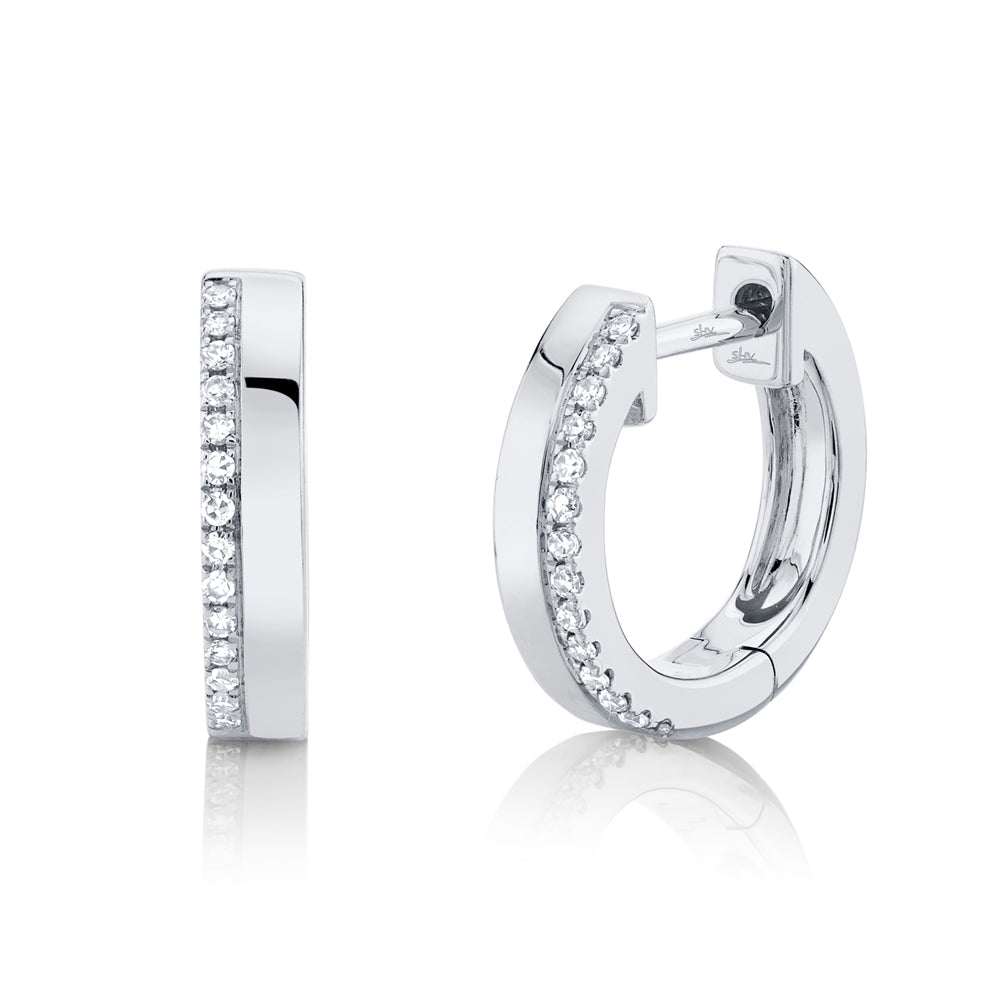 0.08Ct 14K W/G Diamond Huggie Earring