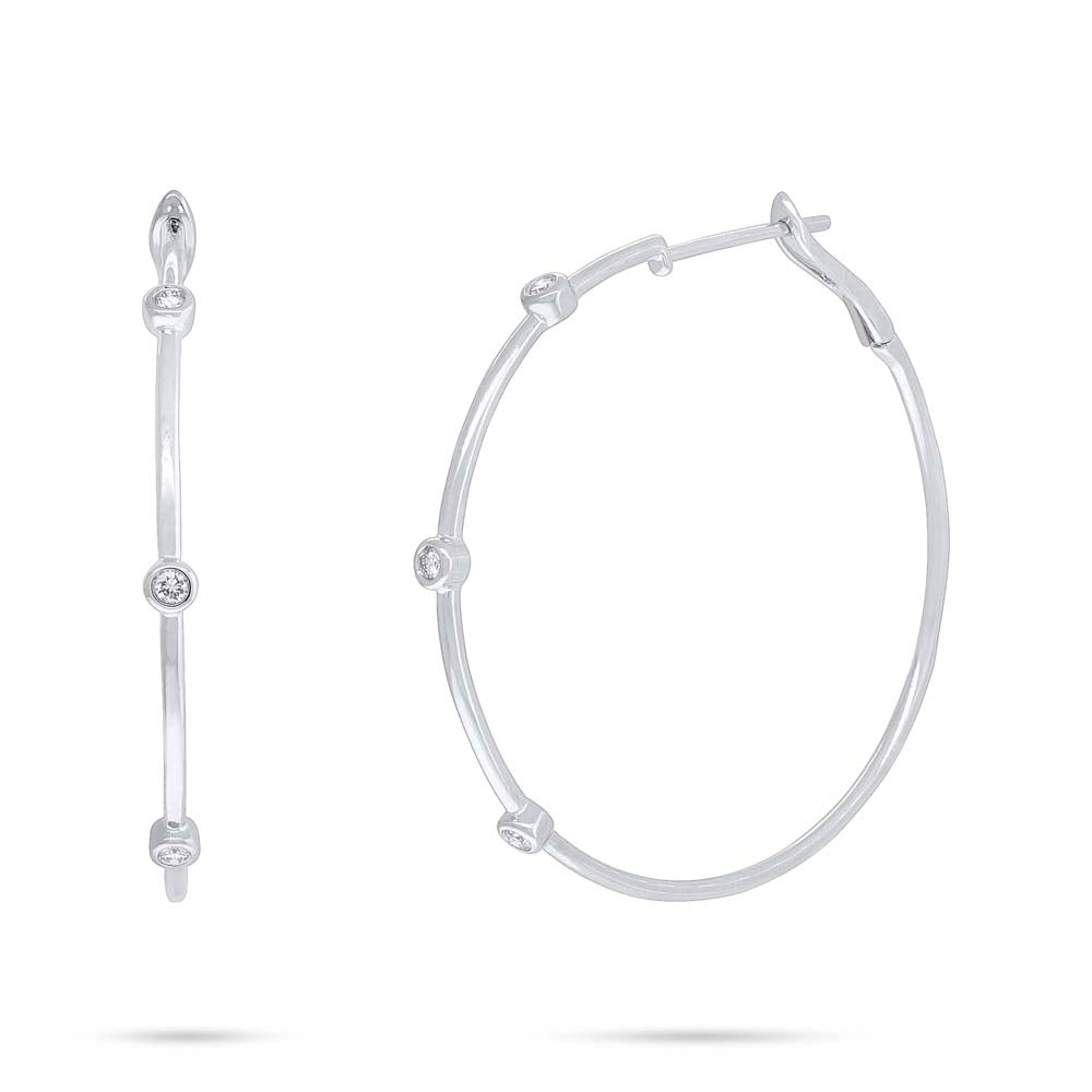 0.16Ct 14K W/G Diamond Bezel Hoop Earring