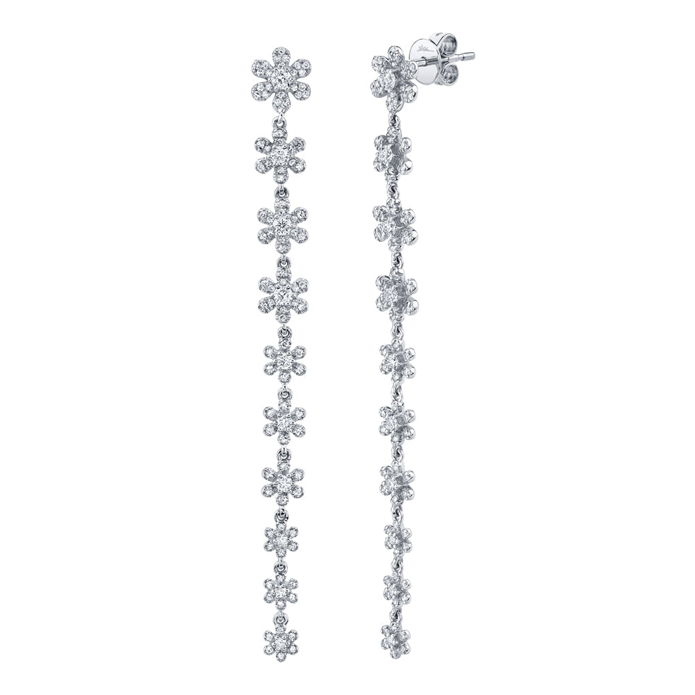 0.91Ct 14K W/G Diamond Flower Earring