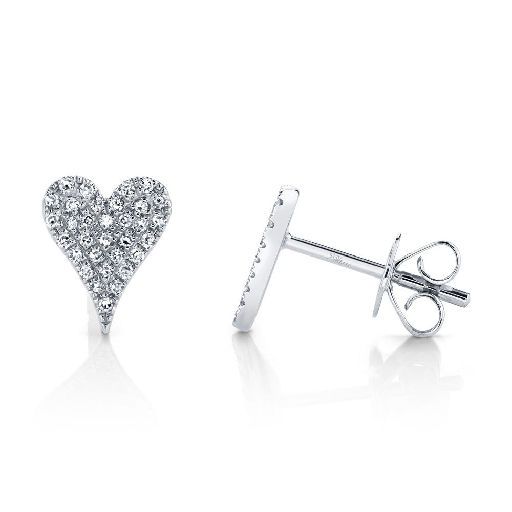 0.14Ct 14K W/G Diamond Pave Heart Stud Earring
