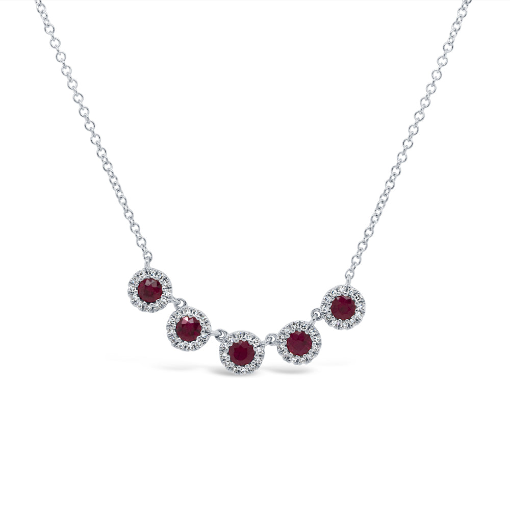 0.16Ct Diamond & 0.49Ct Ruby 14K W/G Necklace