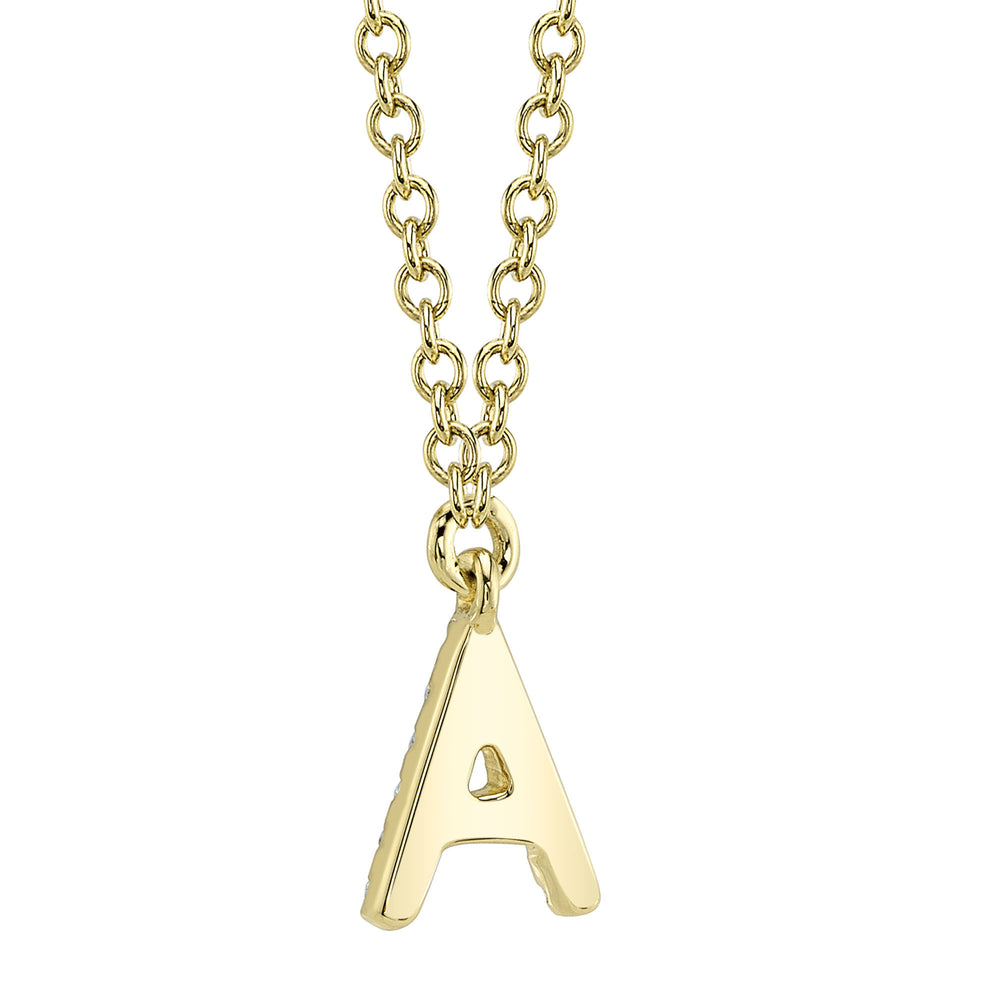 0.04Ct 14K Y/G Diamond Necklace - Initial A