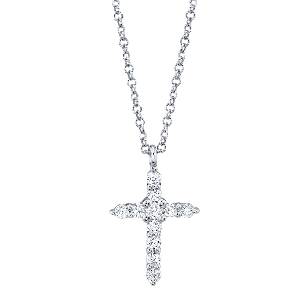 0.17Ct 14K W/G Diamond Cross Necklace