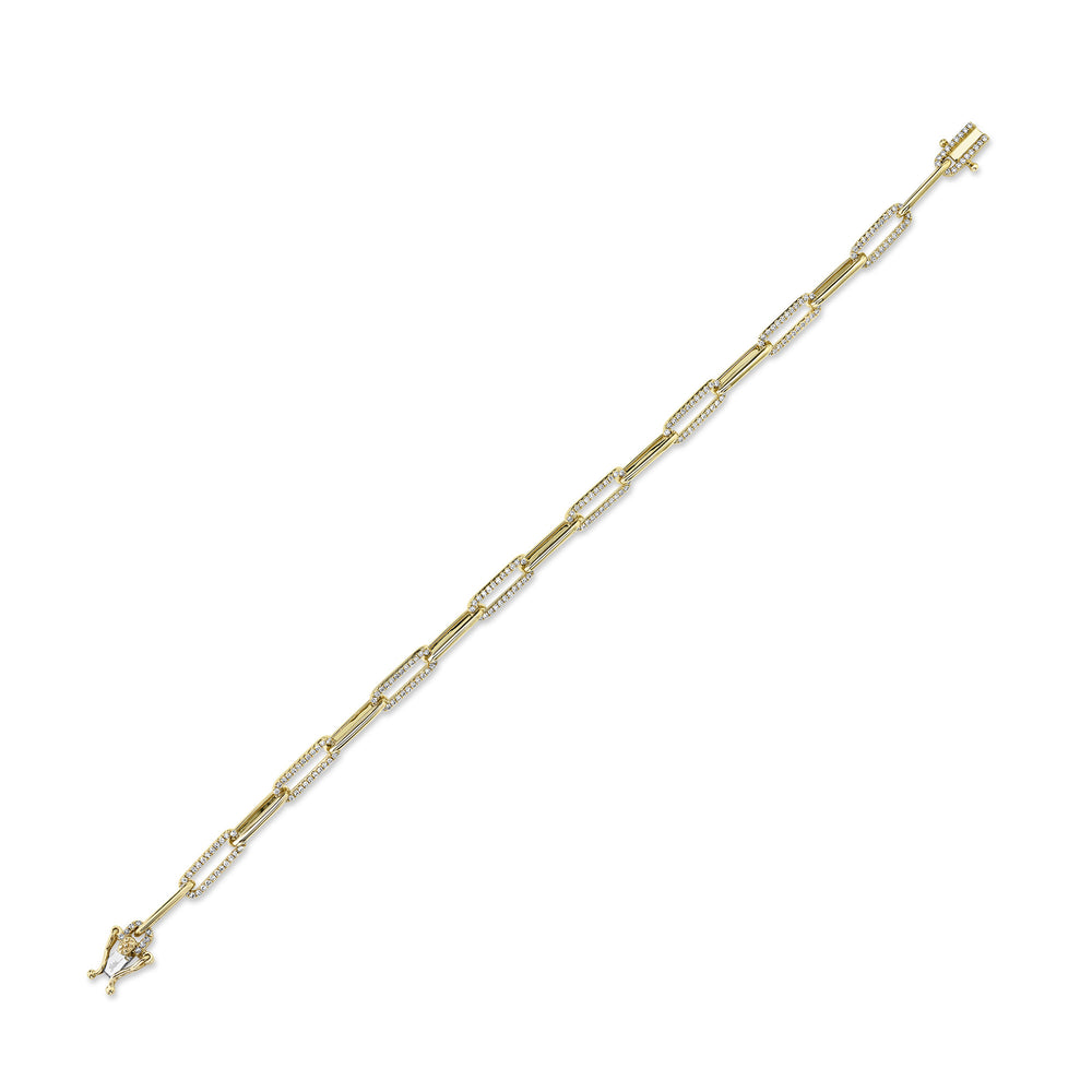0.74Ct 14K Y/G Diamond Paper Clip Link Bracelet