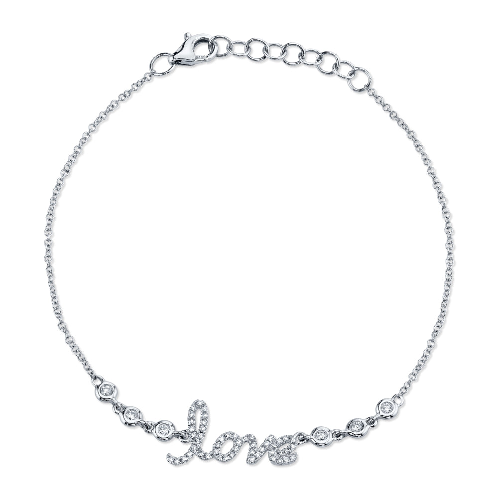 0.19Ct 14K W/G Diamond "Love" Bracelet