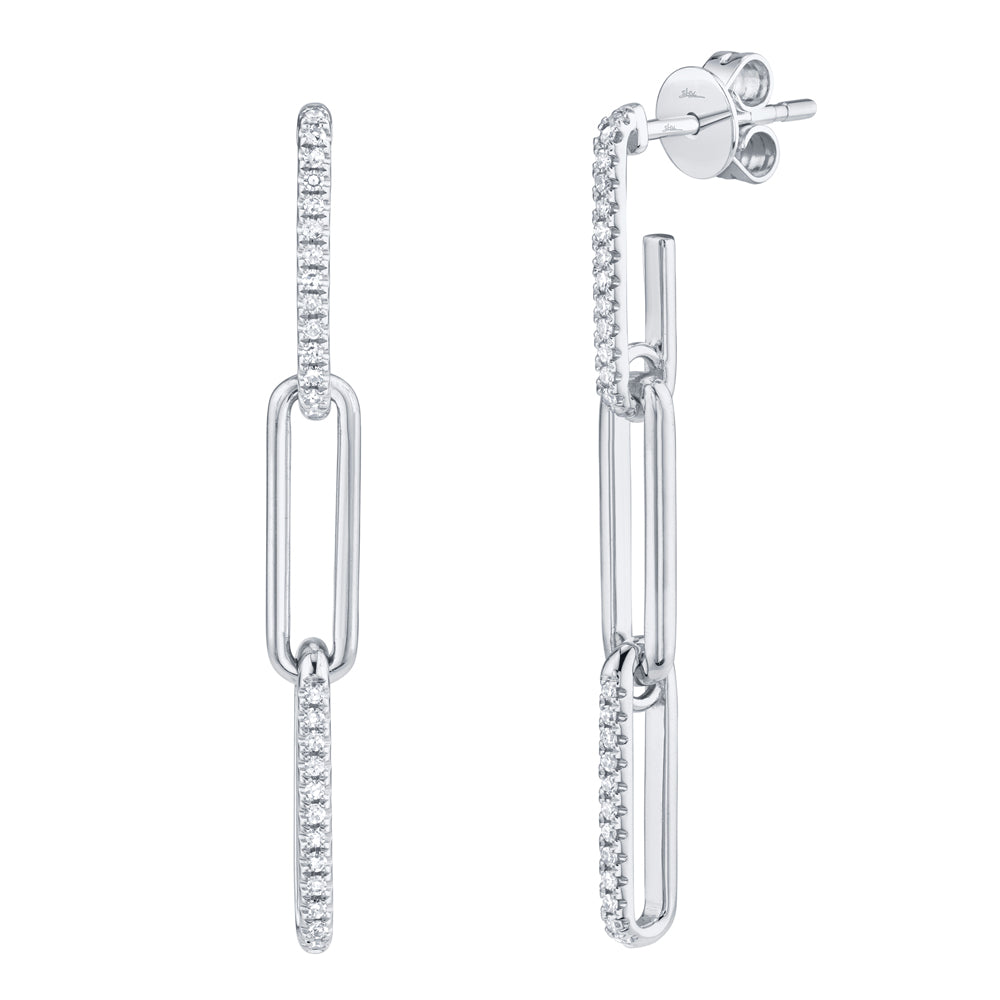 0.17Ct 14K W/G Diamond Paper Clip Link Earring