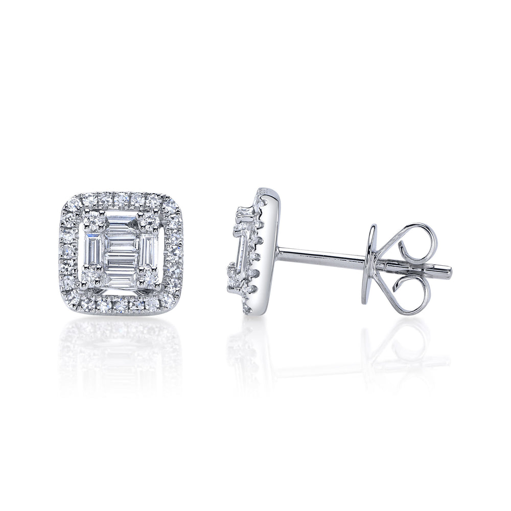 0.43Ct 14K W/G Diamond Baguette Stud Earring