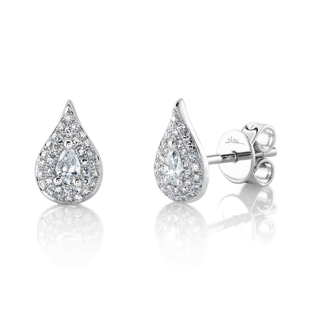 0.32Ct 14K W/G Diamond Pear Stud Earring