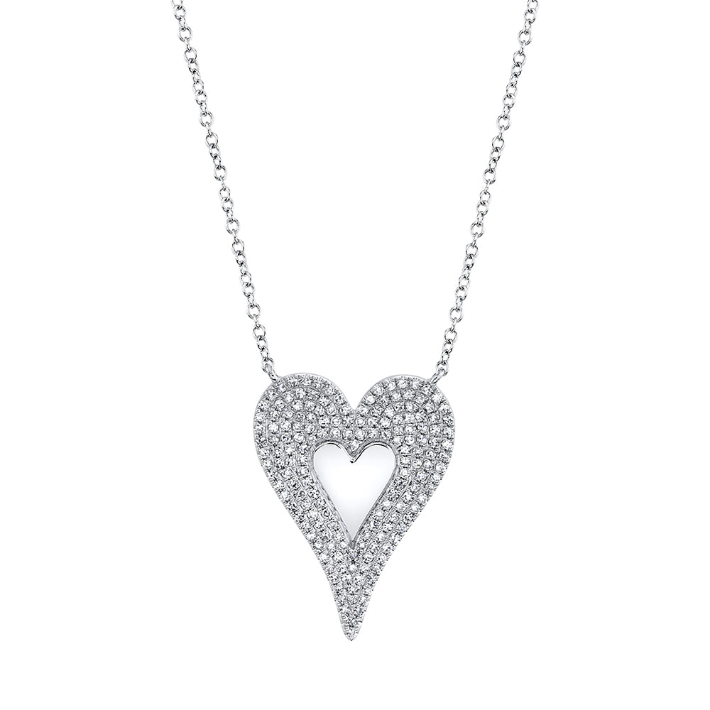 0.38Ct 14K W/G Diamond Heart Necklace