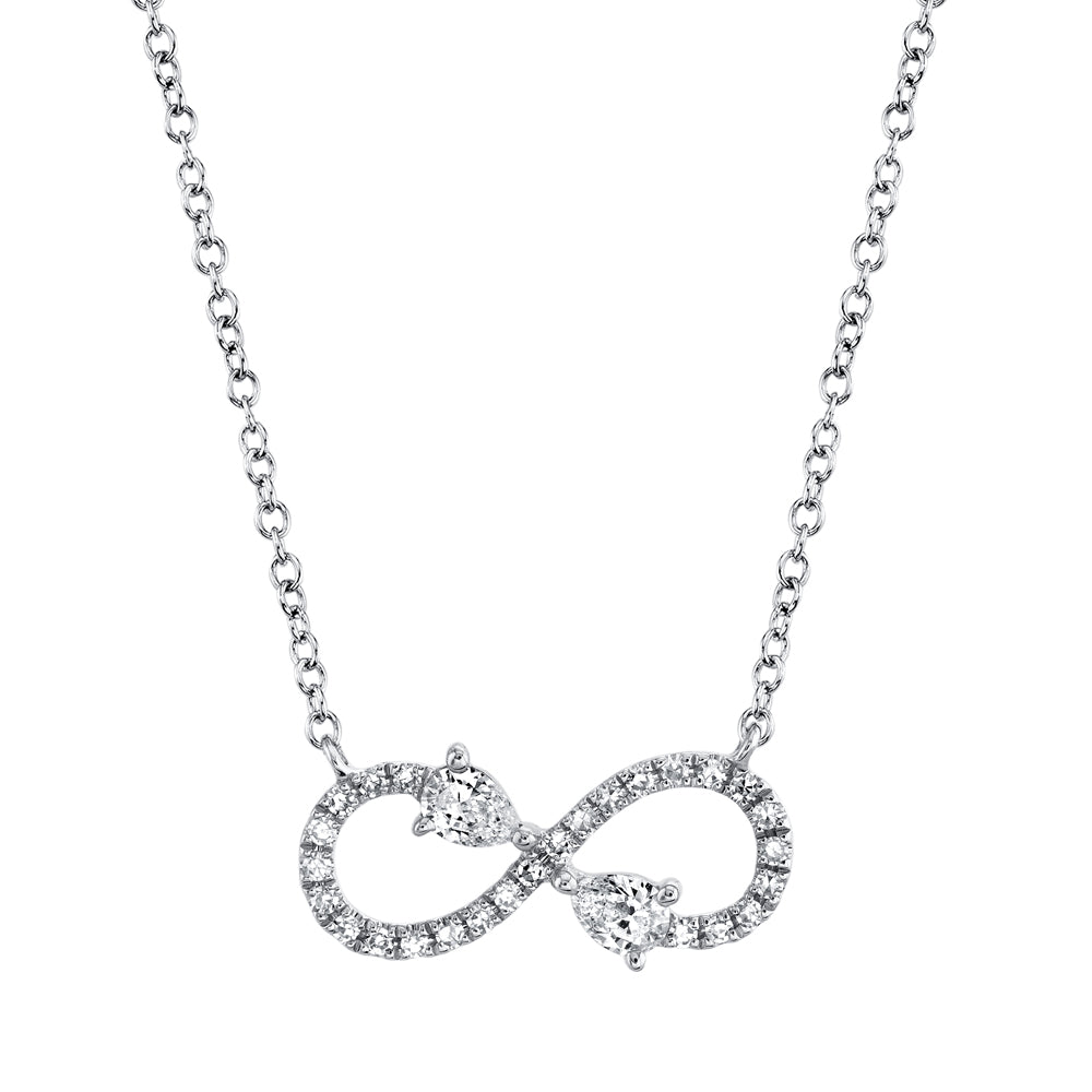 0.22Ct 14K W/G Diamond Pear Infinity Necklace
