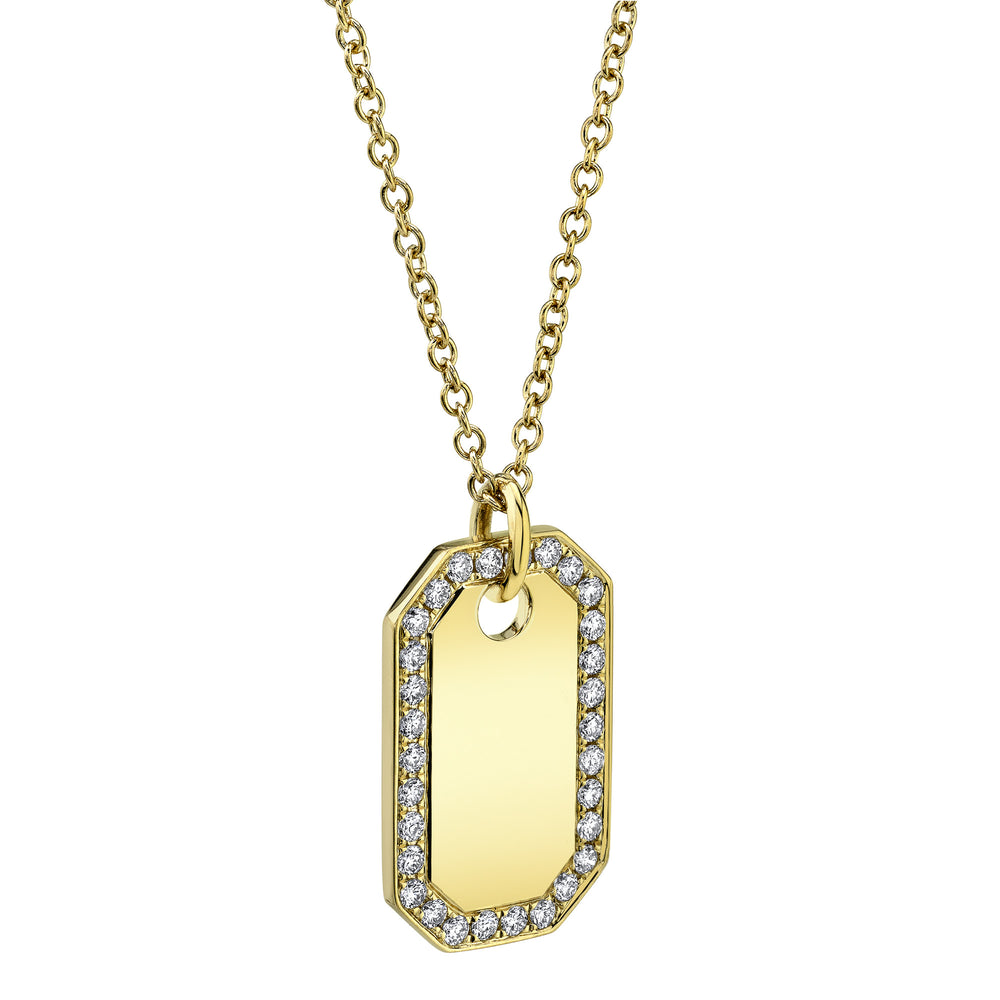 0.40Ct 14K Y/G Diamond Dog Tag Necklace