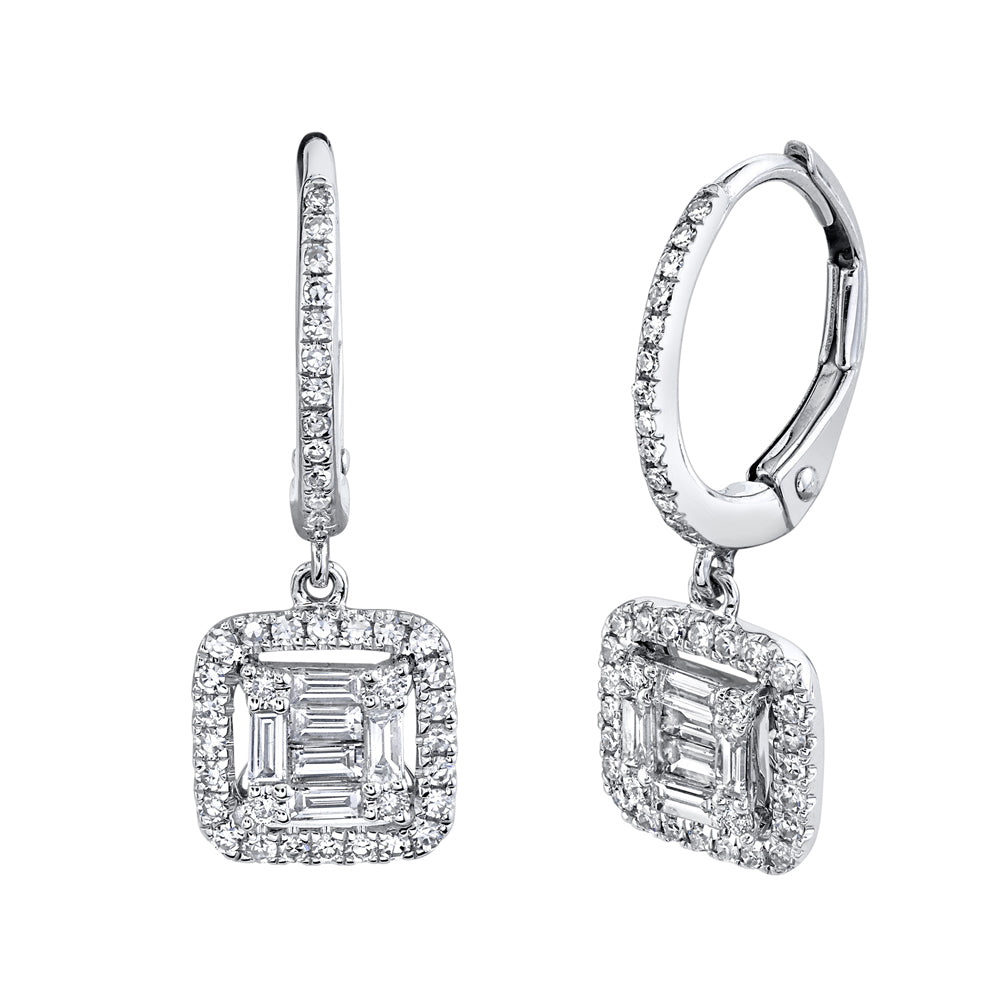 0.48Ct 14K W/G Diamond Baguette Earring