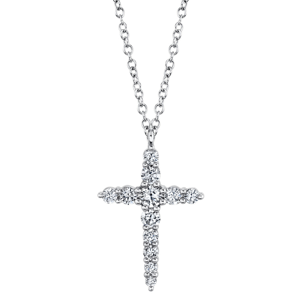 0.46Ct 14K W/G Diamond Cross Necklace