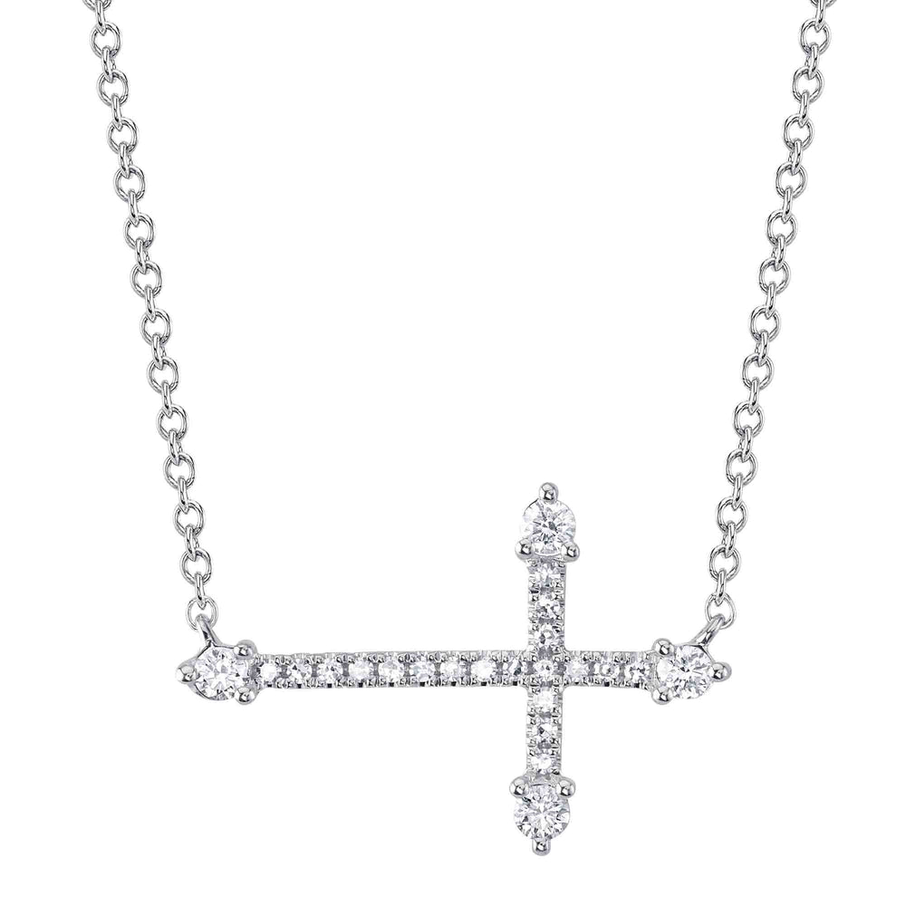 0.17Ct 14K W/G Diamond Cross Necklace