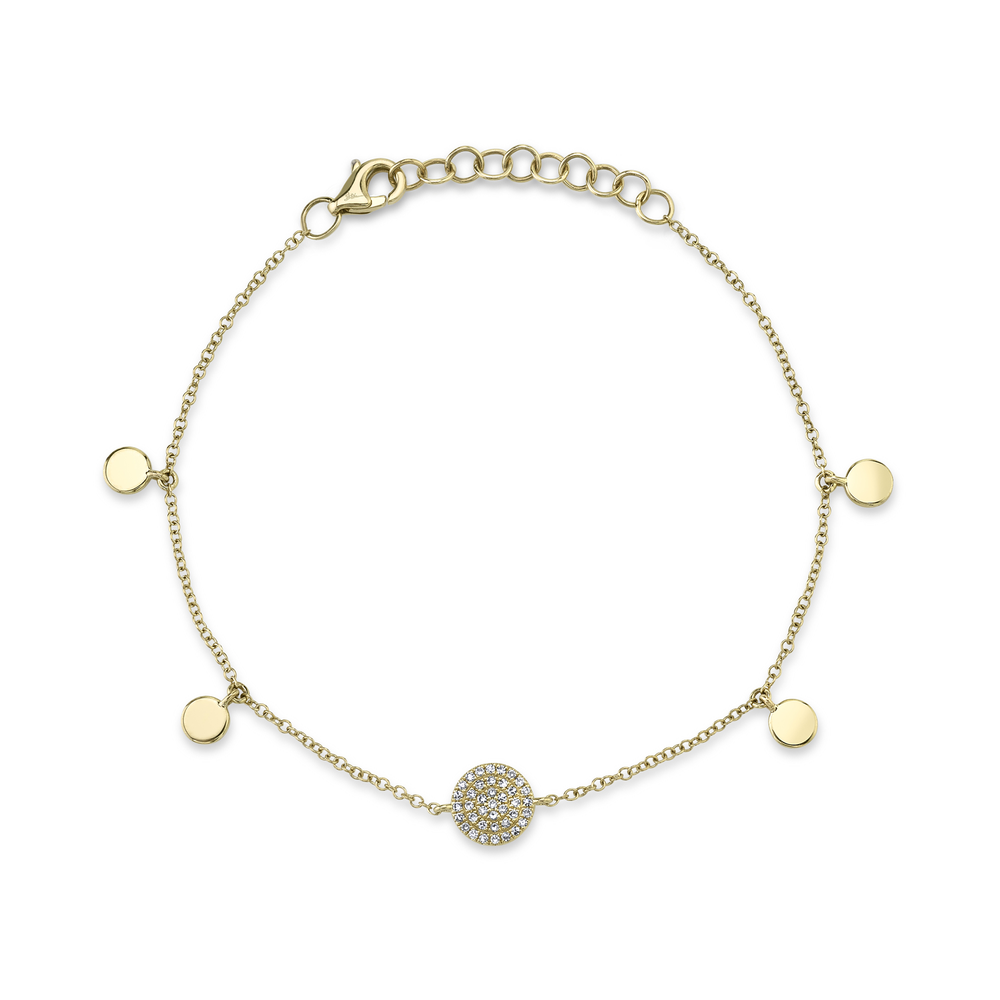 0.09Ct 14K Y/G Diamond Pave Circle Bracelet